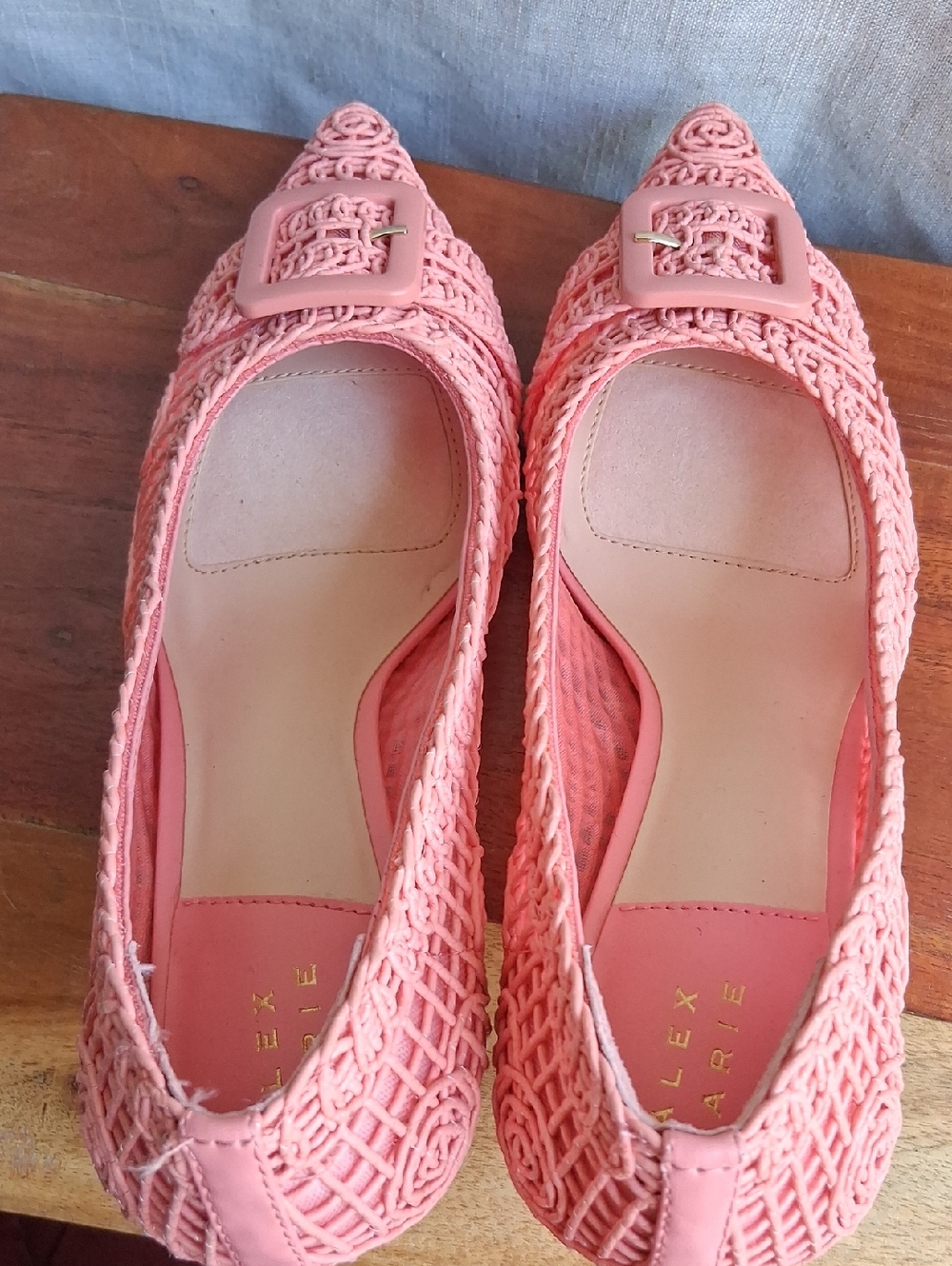 Alex Marie Pink Woven Pointed-Toe Heels with Buckle 8.5 - Picture 6 of 14